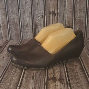 Sz 42/ 11.5-12 Womens Dansko Liliana Brown Leather Hidden Wedge Comfort Shoes